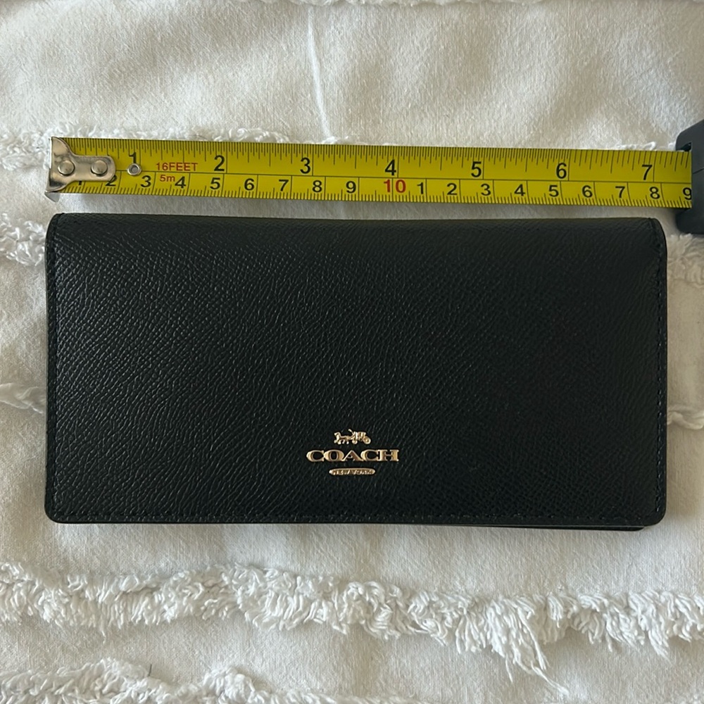 Coach Bifold Saffiano Leather Wallet Black/Gold